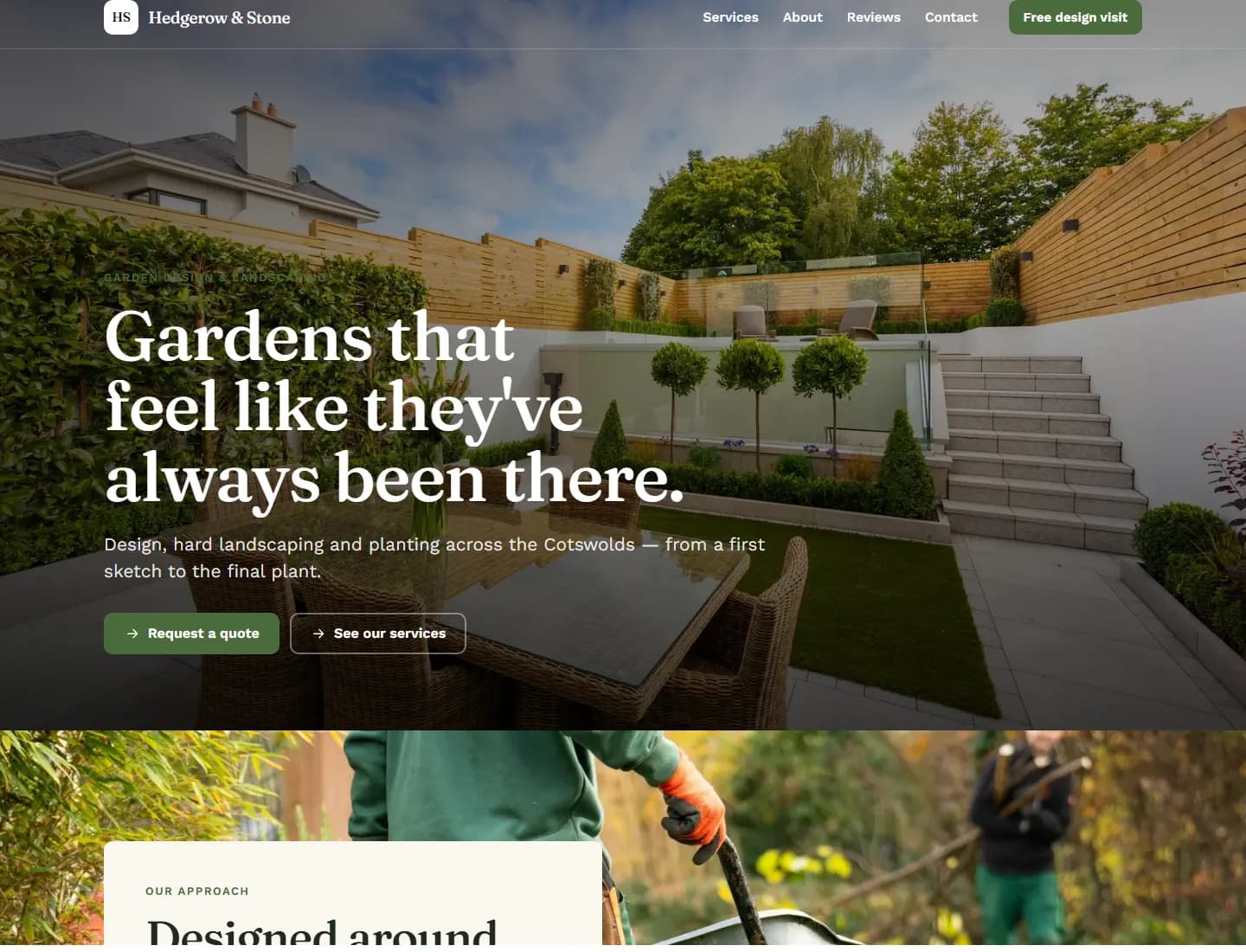 Landscaping website concept: Hedgerow & Stone