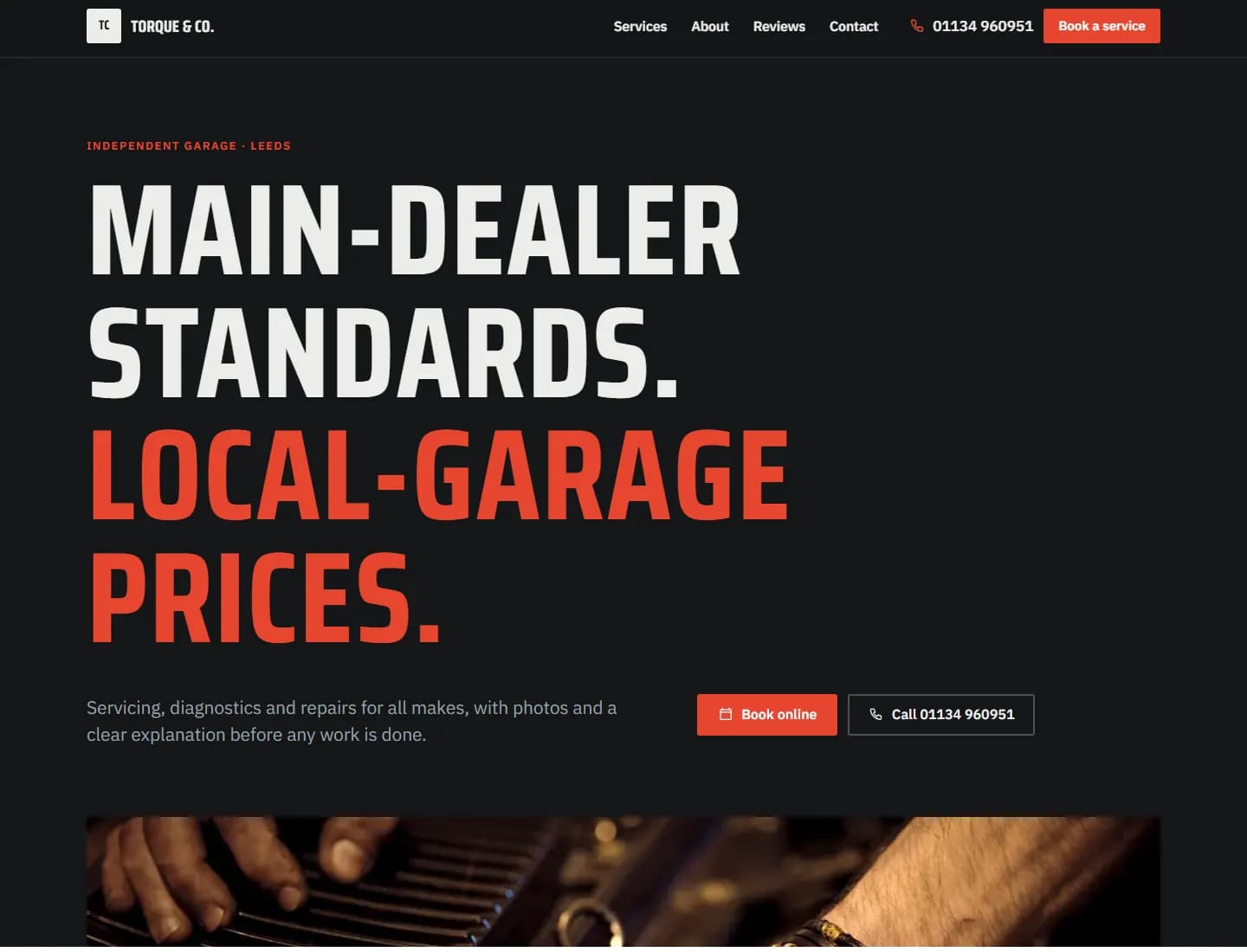 Garage website concept: Torque & Co.