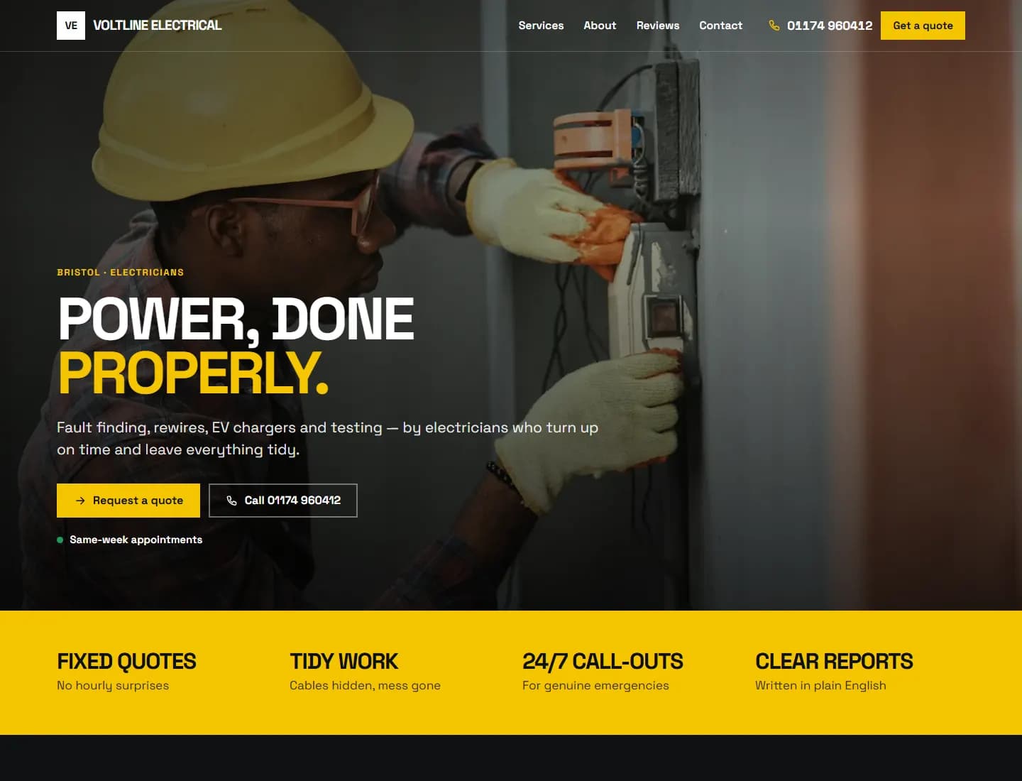 Electrician website concept: Voltline Electrical